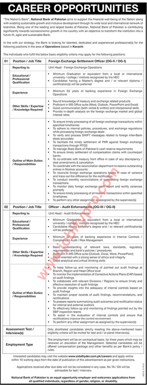  Posts Vacant At National Bank Of Pakistan NBP