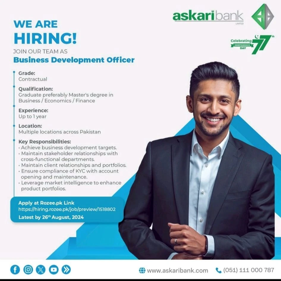  Askari Bank is Hiring for a Business Development Office