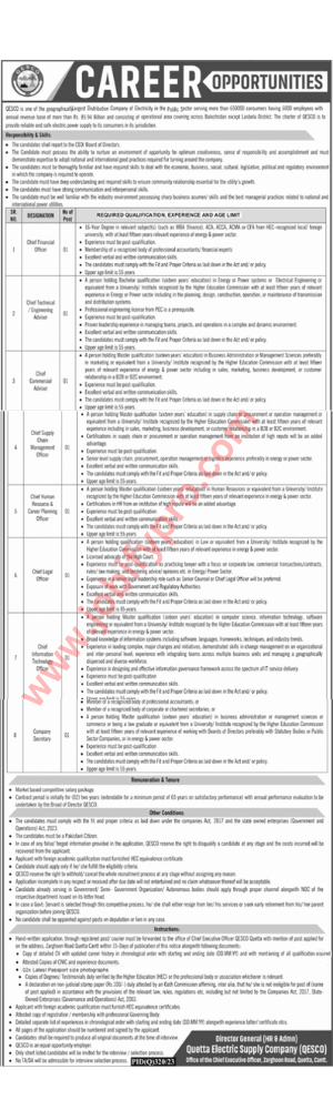  Quetta Electric Supply Company QESCO Quetta Jobs 2024