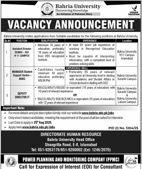  Bahria University Job Opportunities 2025 – Apply Now