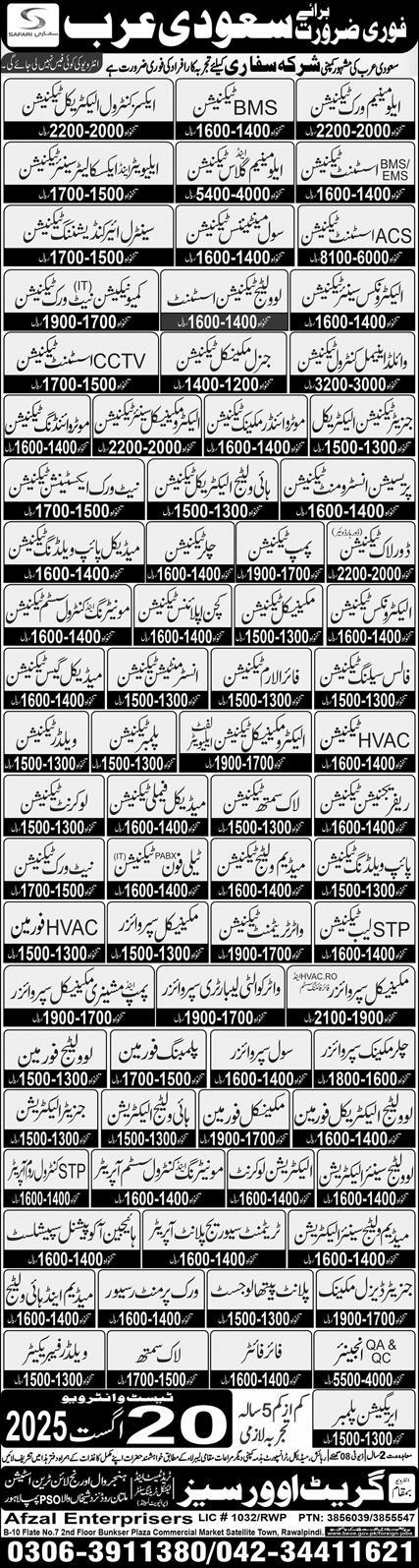  Urgent Technical Jobs in Saudi Arabia – Safari Company Hiring 2025