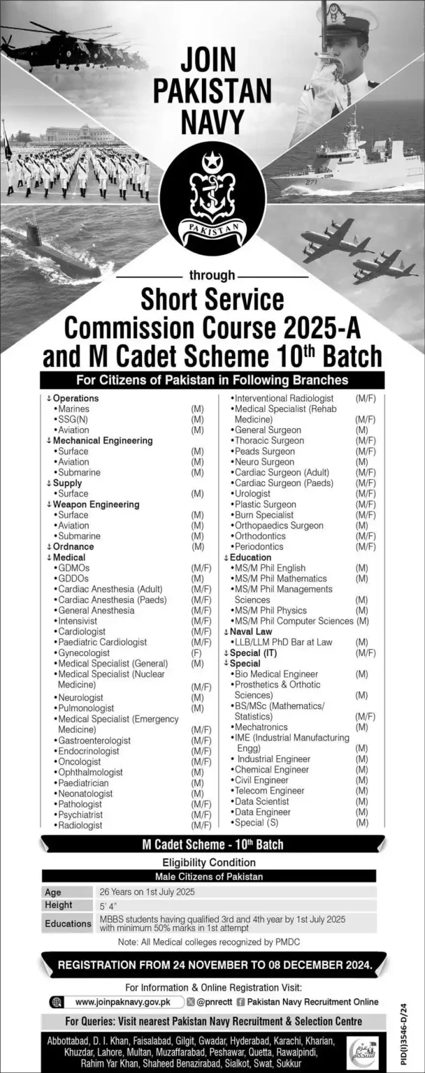  Join Pak Navy SSC 2025-A Online Registration Last Date