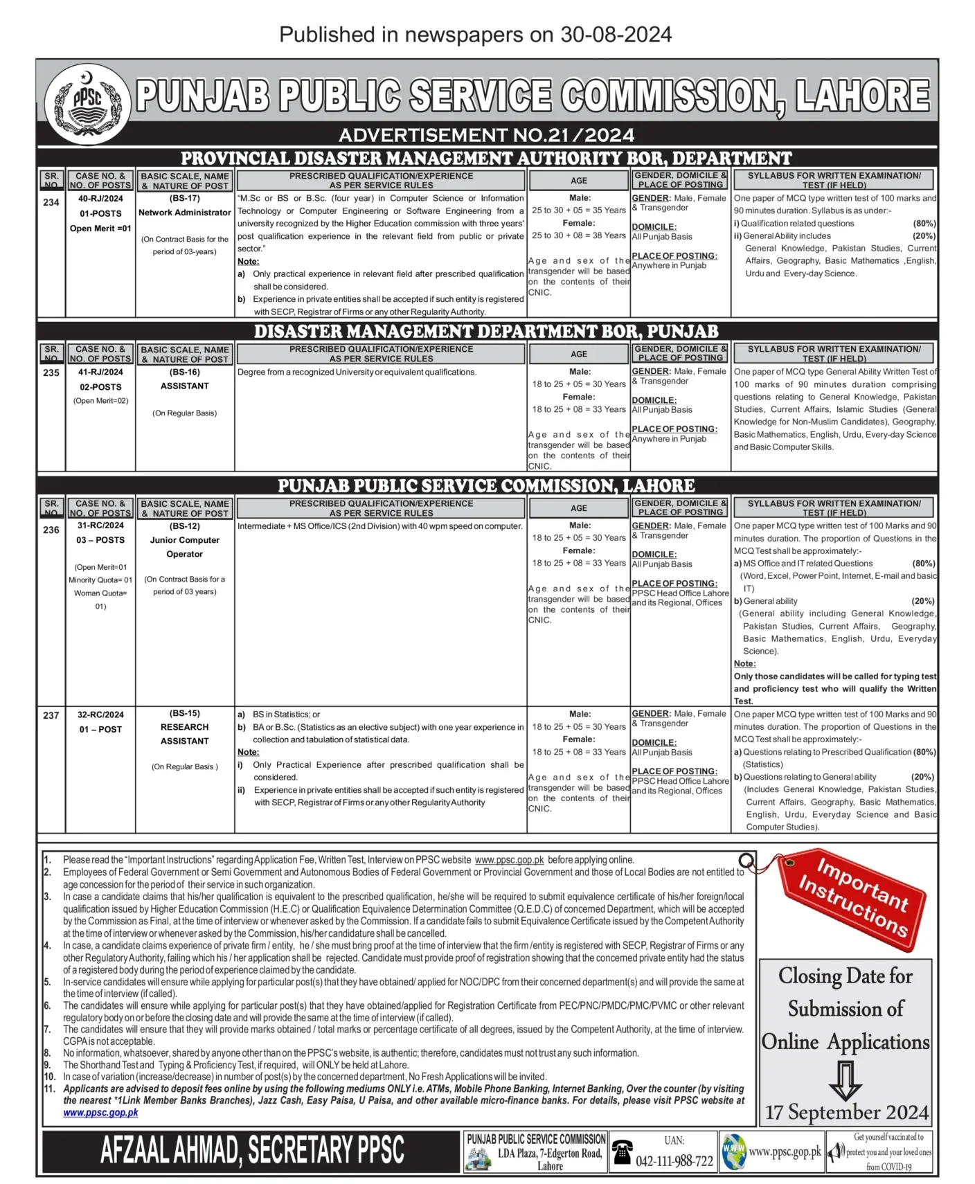  Punjab Public Service Commission PPSC Jobs 2024 | Apply Online