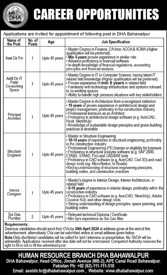  Jobs Announcement at Defence Housing Authority DHA 2024 Job Advertisement Pakistan